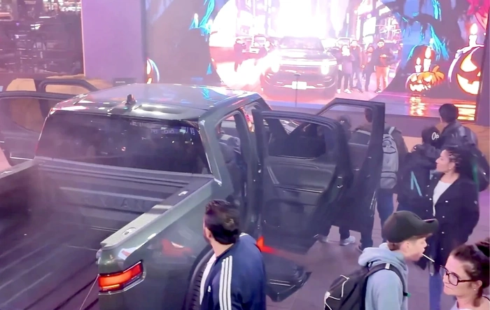 Rivian Halloween display in Times Square NYC