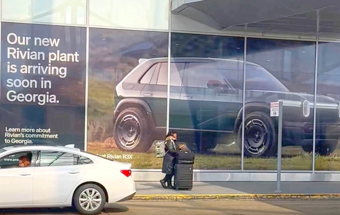 R3X featured in Rivian ad @ Atlanta airport - "Our New Rivian Plant is Arriving Soon in Georgia"