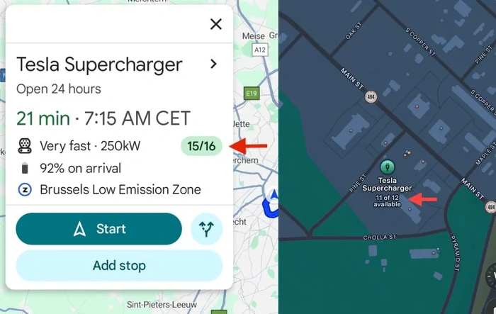 Live Tesla Supercharger availability now shows in Google Maps + Apple Maps