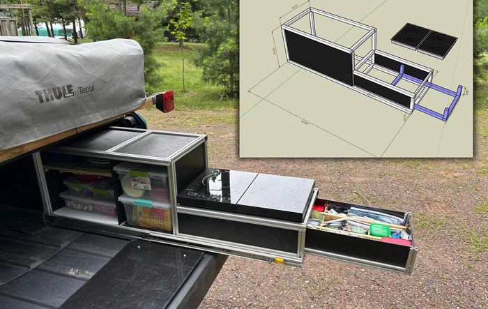 Slide-out Camp Kitchen for R1T Bed - Plans / Instructions (DIY)