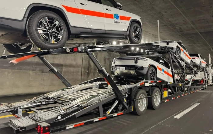 Caltrans Rivians spotted on transports and in the field
