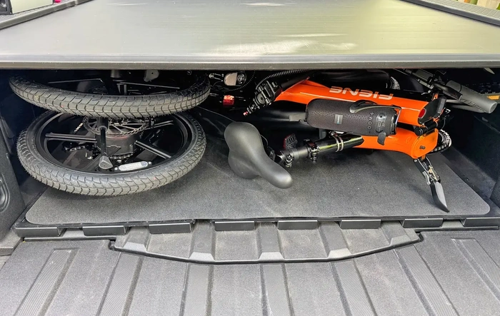 Blaupunkt e-bike: The folding e-bike Holy Grail - fits under the R1T V2 Tonneau