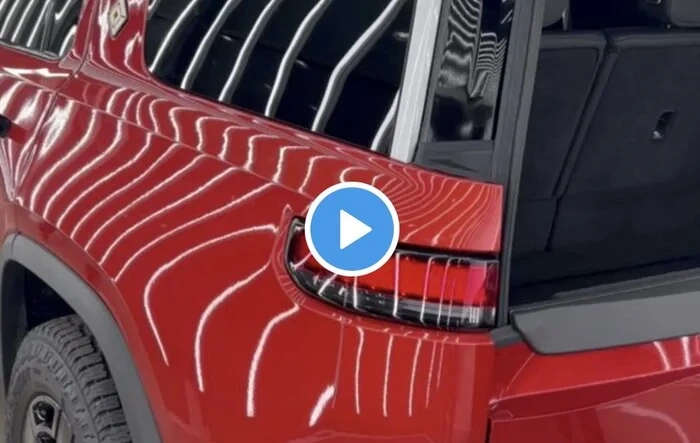 RJ Shows interior of R1S (Canyon Red)