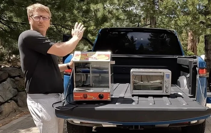 R1T Cooking/ Small Tailgating Appliances Test With Onboard 120V Outlet