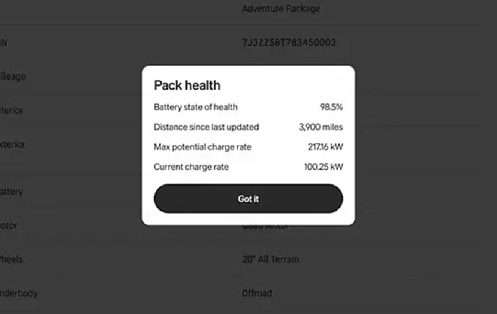 Battery pack SOH state of health data is coming in software update! (SOH, distance since last updated, max potential charge rate, current charge rate)