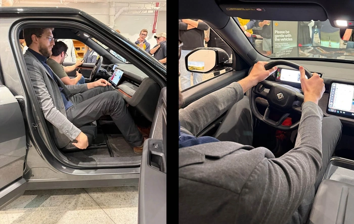 Tall & big people fit in R2 with impressive legroom & headroom (even 7 foot driver / passenger!)