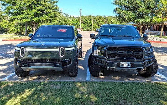 Rivian R1T vs. Ford Raptor comparison side by side
