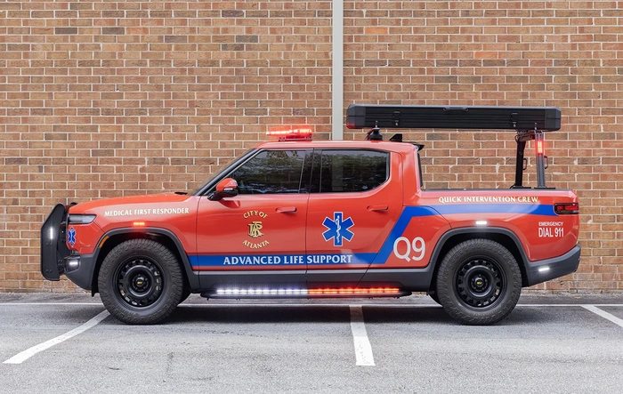 Rivian R1T upfit for Atlanta Fire & Rescue -- Quick Response Emergency Life Support -- By EV Sportline / Patrol EV