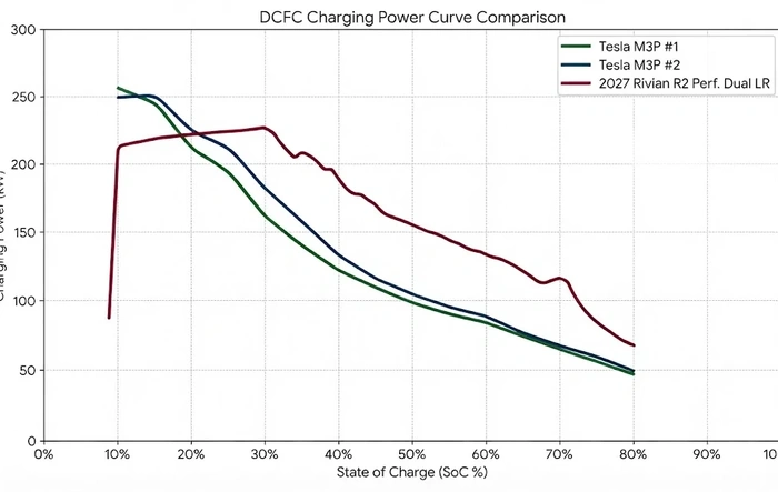 R2 vs Tesla Charging Curve Comparison
