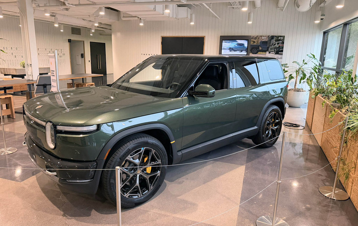 Forest Green R2 now on display at Rivian factory
