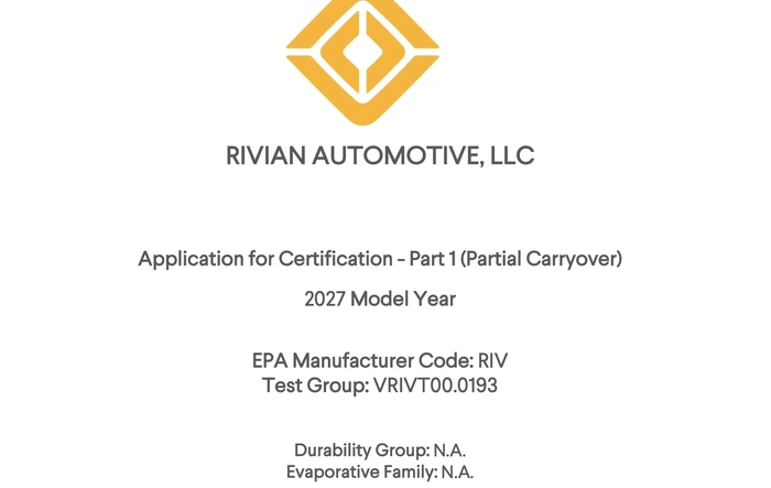 MY2027 R1S / R1T EPA Certification