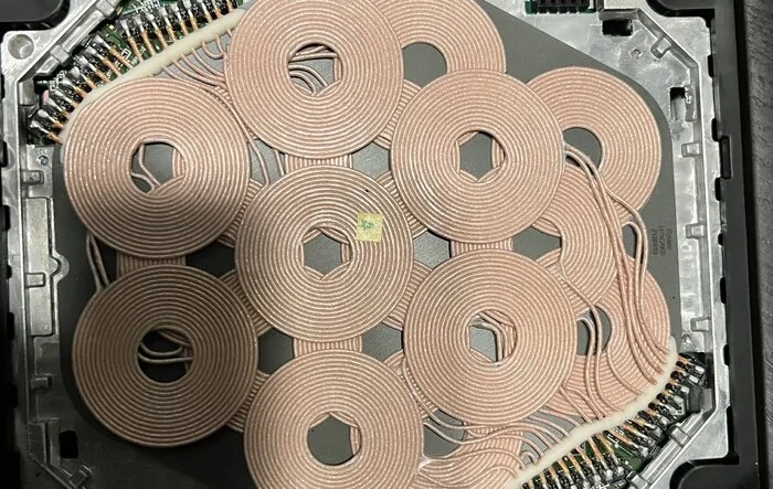 Here's a look at the wireless charger coils on the center console.