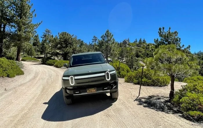 R1T Big Bear Mountain run shot by Skydio2 drone