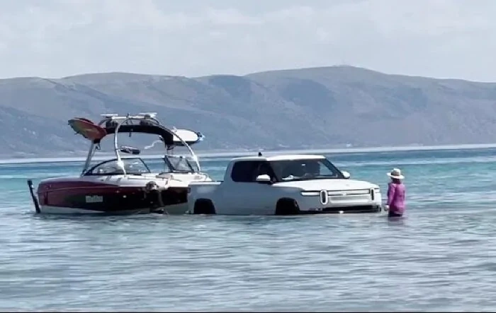 Rivian Launching Boat *IN* Bear Lake Idaho - HILARIOUS!