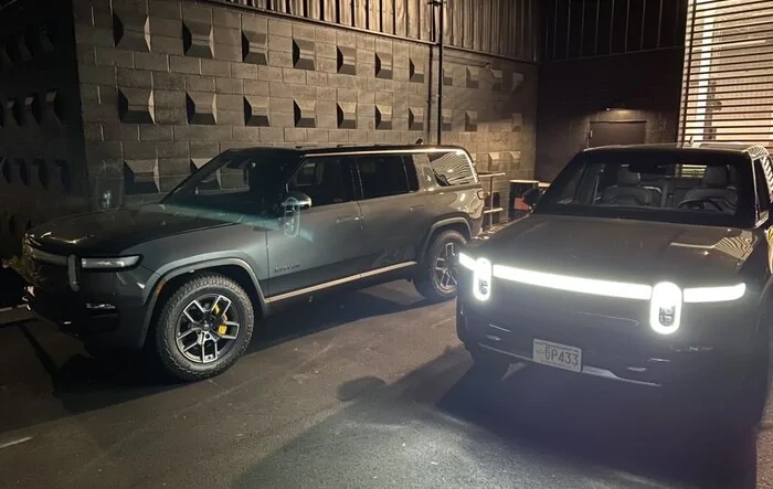 Four R1S are here at Chelsea MA Rivian Service Center!