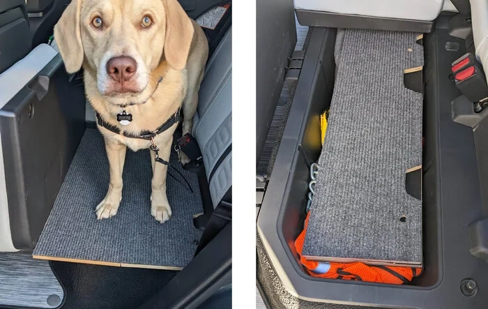 Dog Platform Bench custom DIY made for R1T back seat