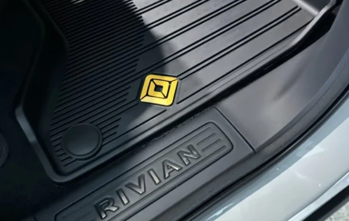 All Weather Floor Mat Modification - DIY Yellow Rivian Logos
