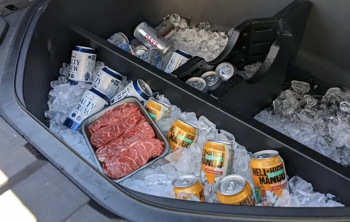 Impressed with R1T spare tire well as a cooler!